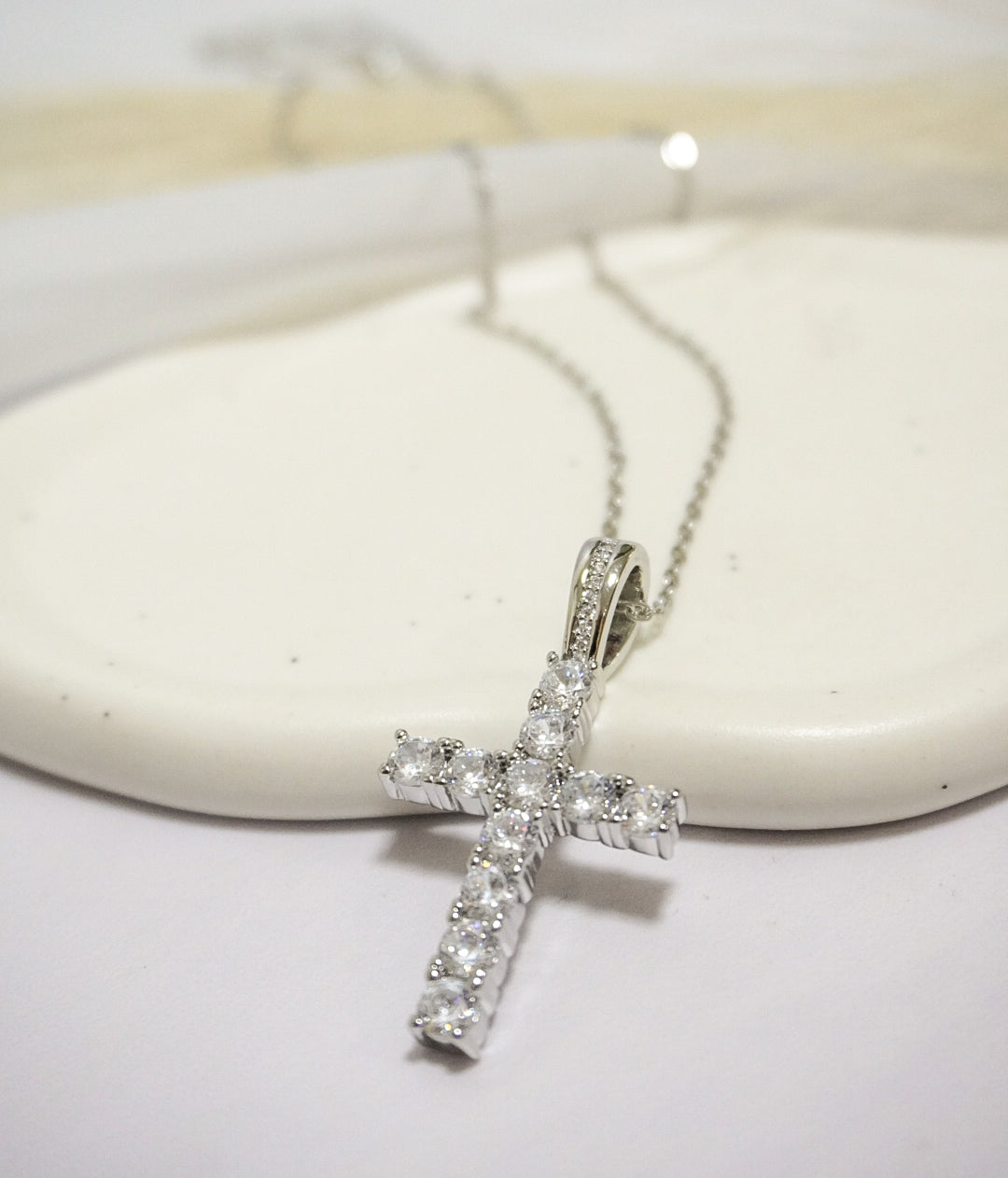 Bright Silver Cross Necklace
