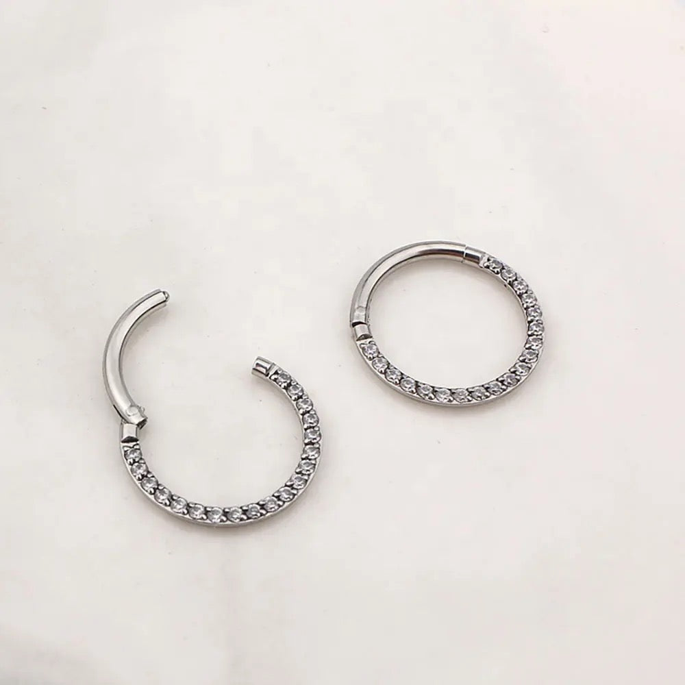 Sparkly Silver Clicker Hoop