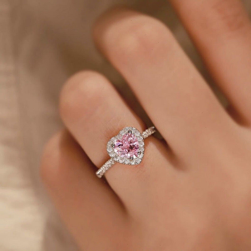 Pink Shiny Heart Ring