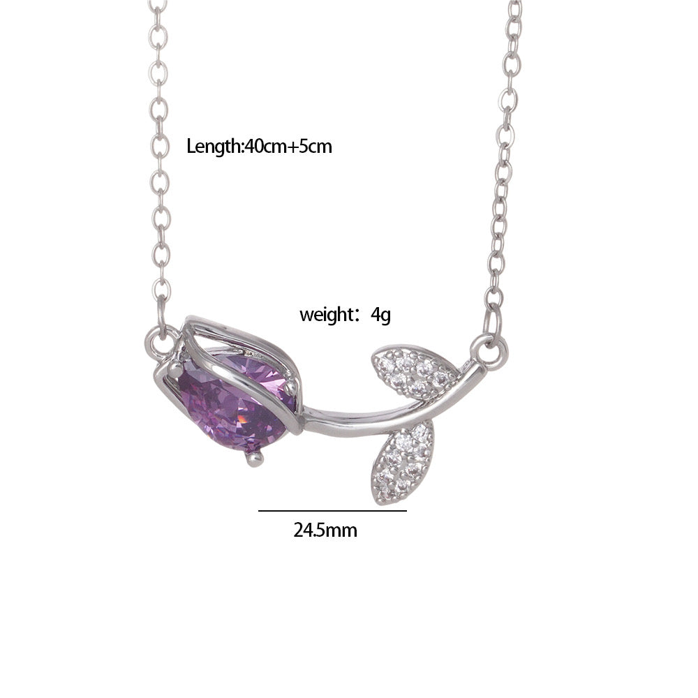 Color Silver Tulip Necklace