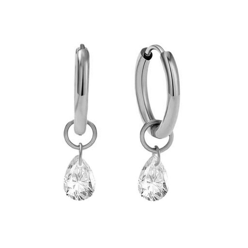 Crystal Drops Golden Hoops