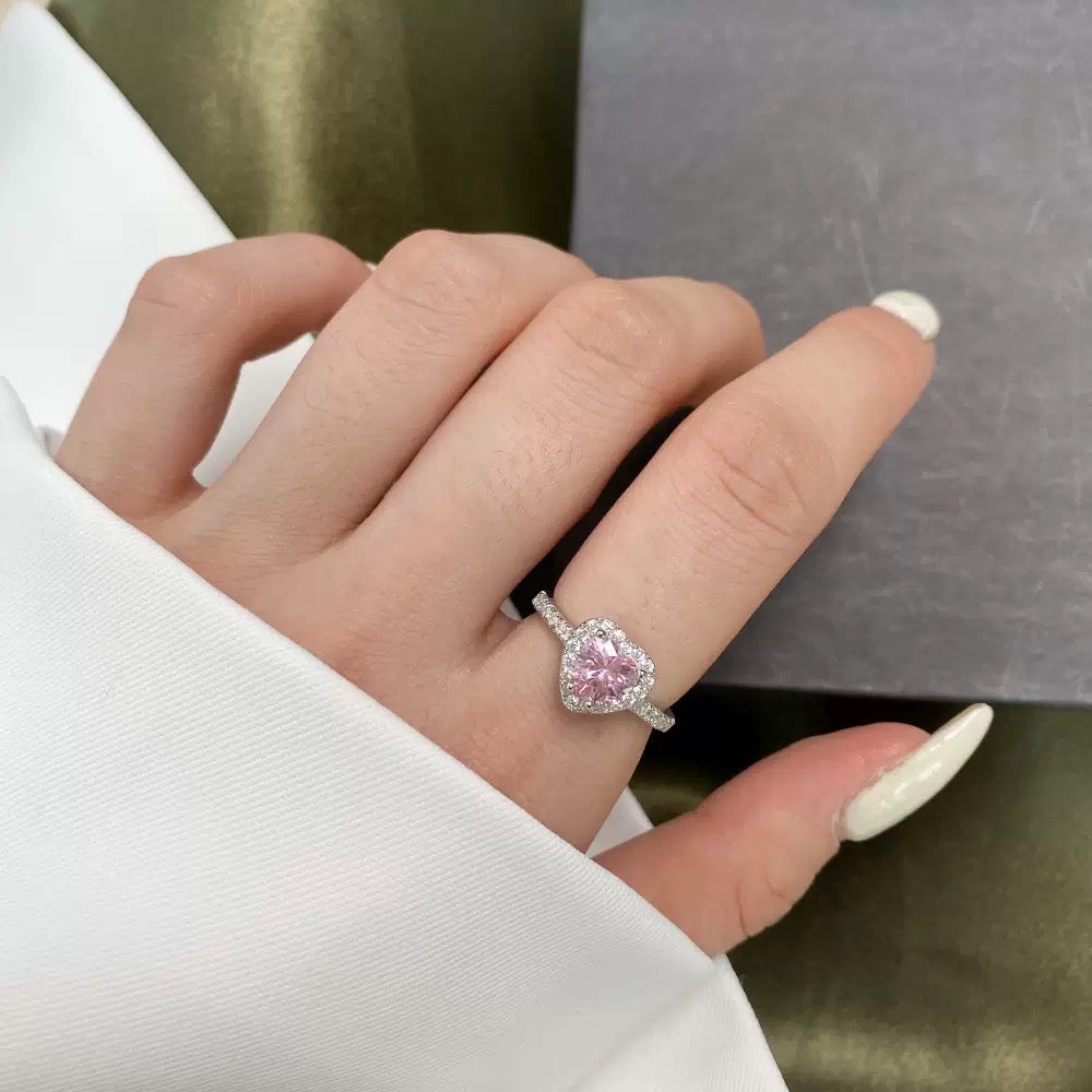 Pink Shiny Heart Ring