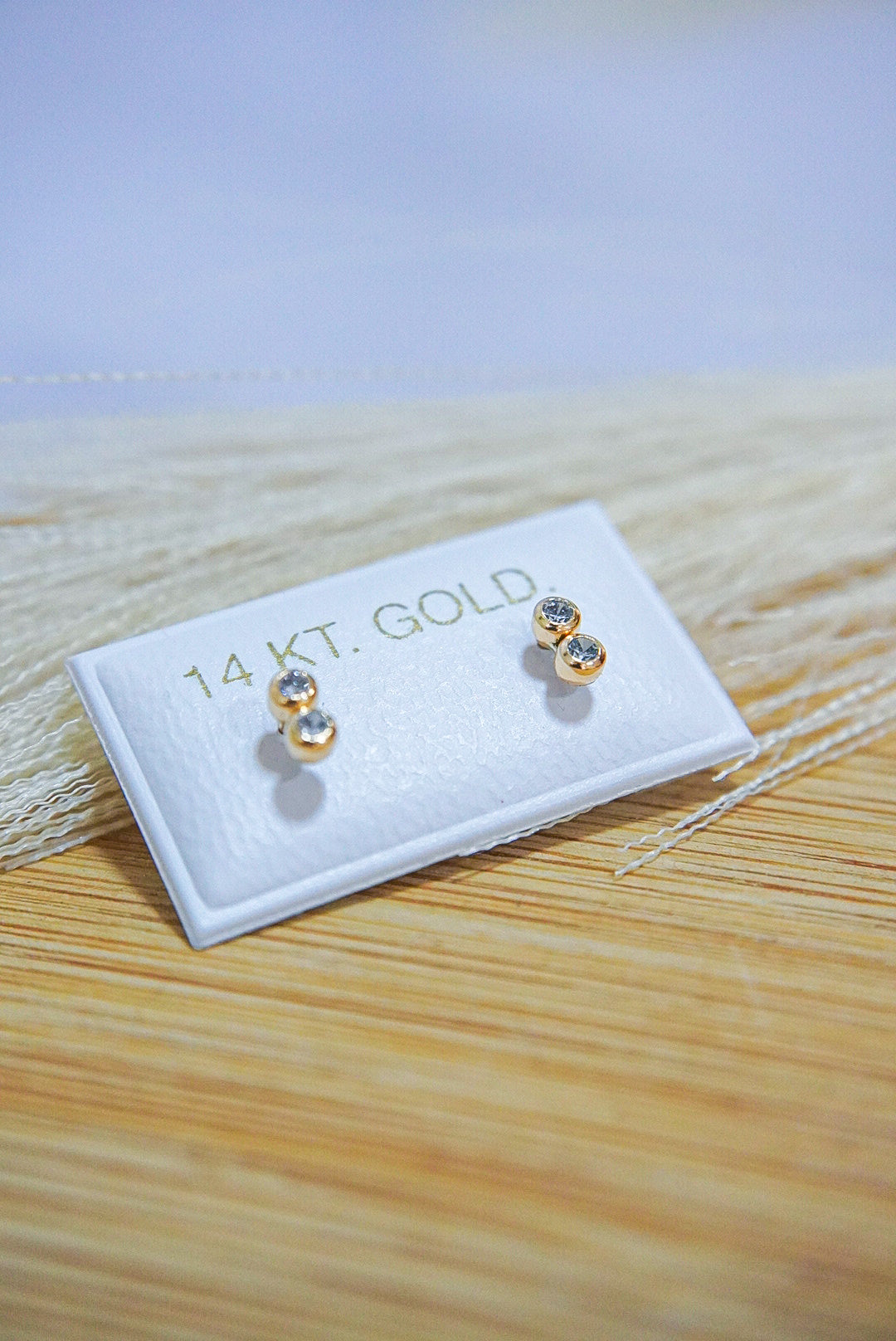 Double Shine 14k Solid Gold Earrings