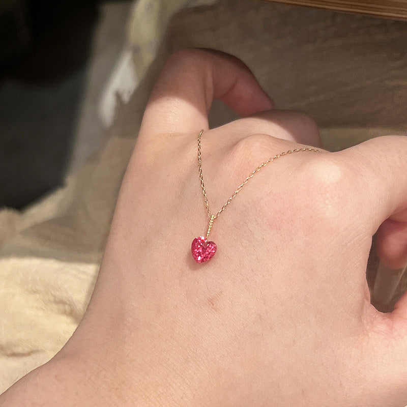 Red Heart Golden Necklace