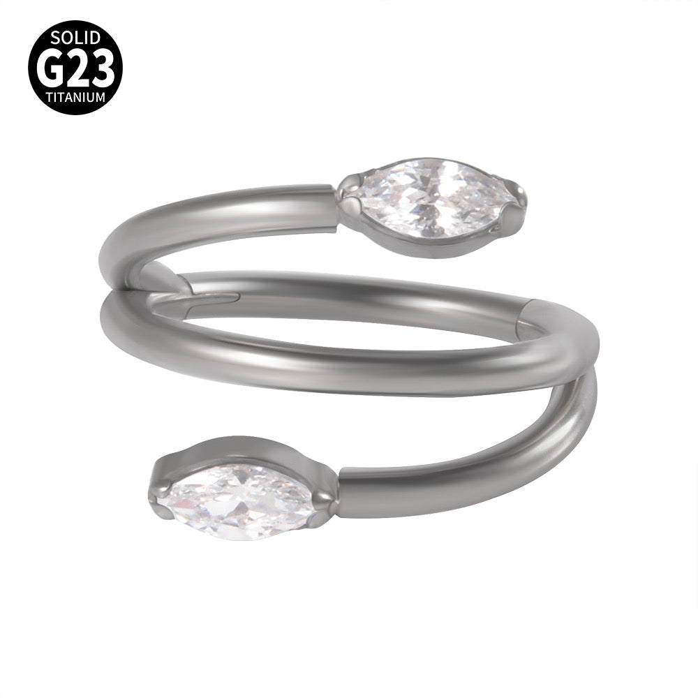 Triple Marquise Clicker Hoop