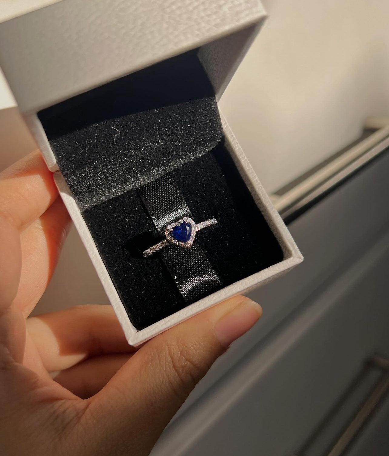 Blue Heart Pandora Ring