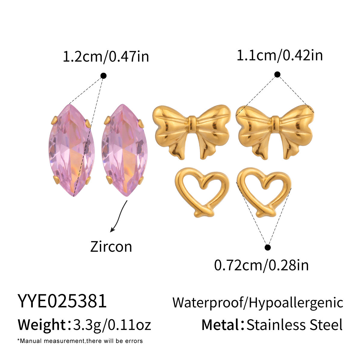 Mixed Crystal Earrings Studs