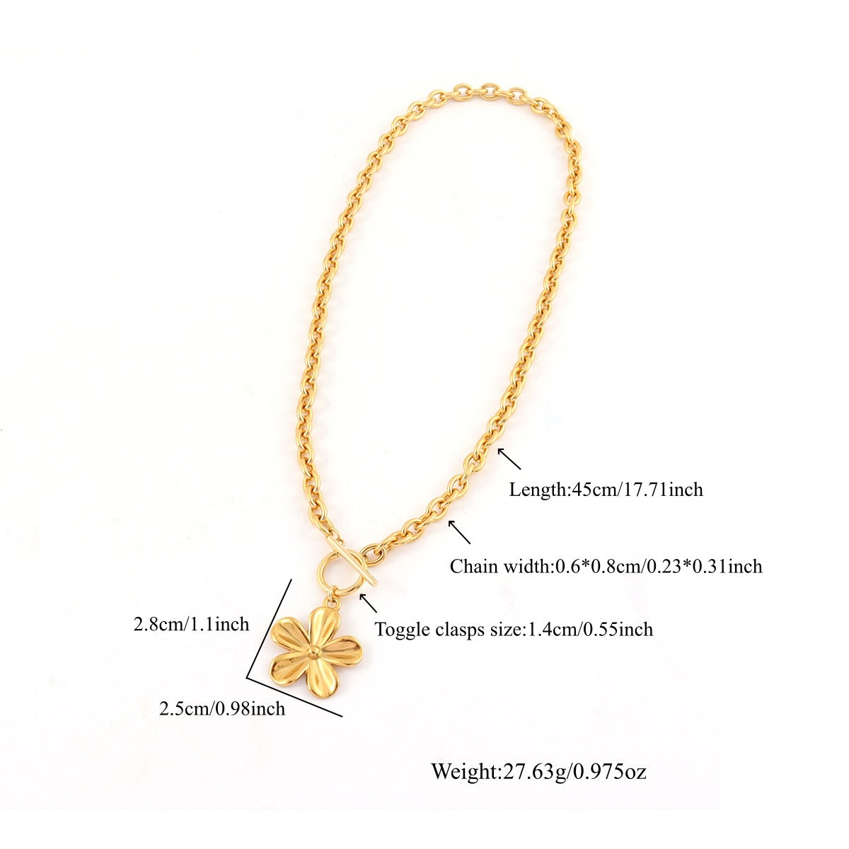 Flower Chunky Chain Golden Necklace