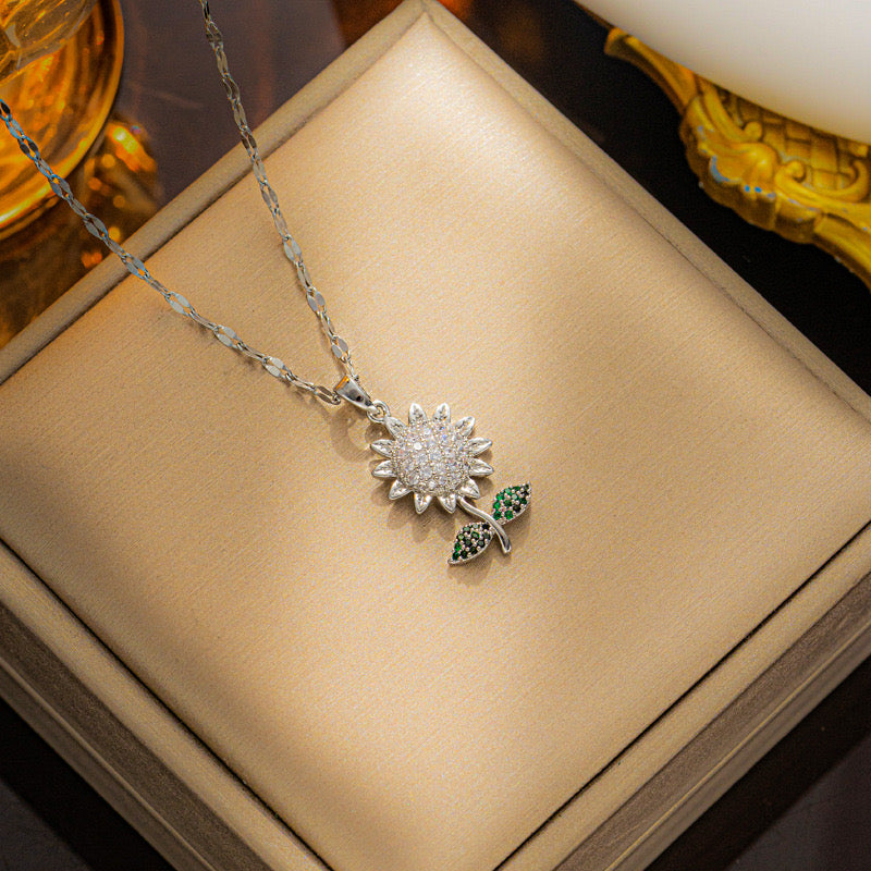 Sunflower Crystal Necklace
