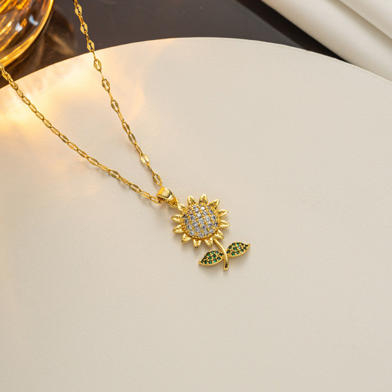 Sunflower Crystal Necklace