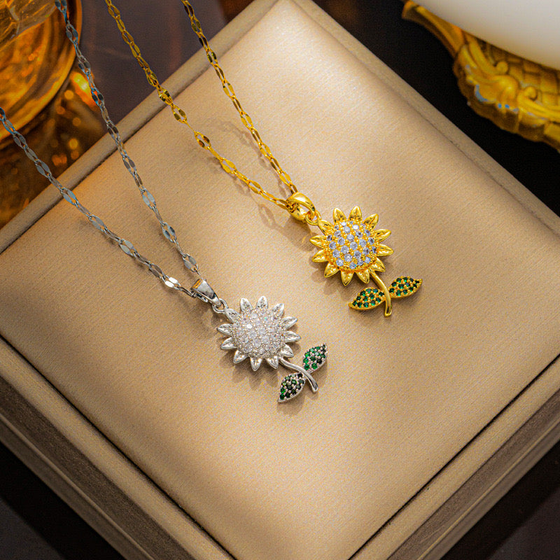 Sunflower Crystal Necklace