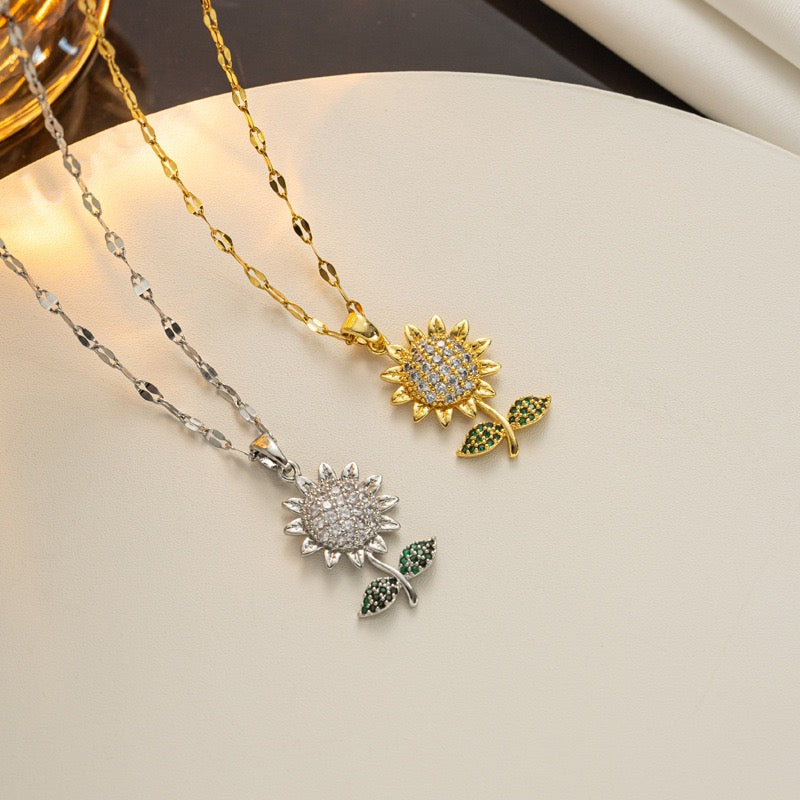 Sunflower Crystal Necklace