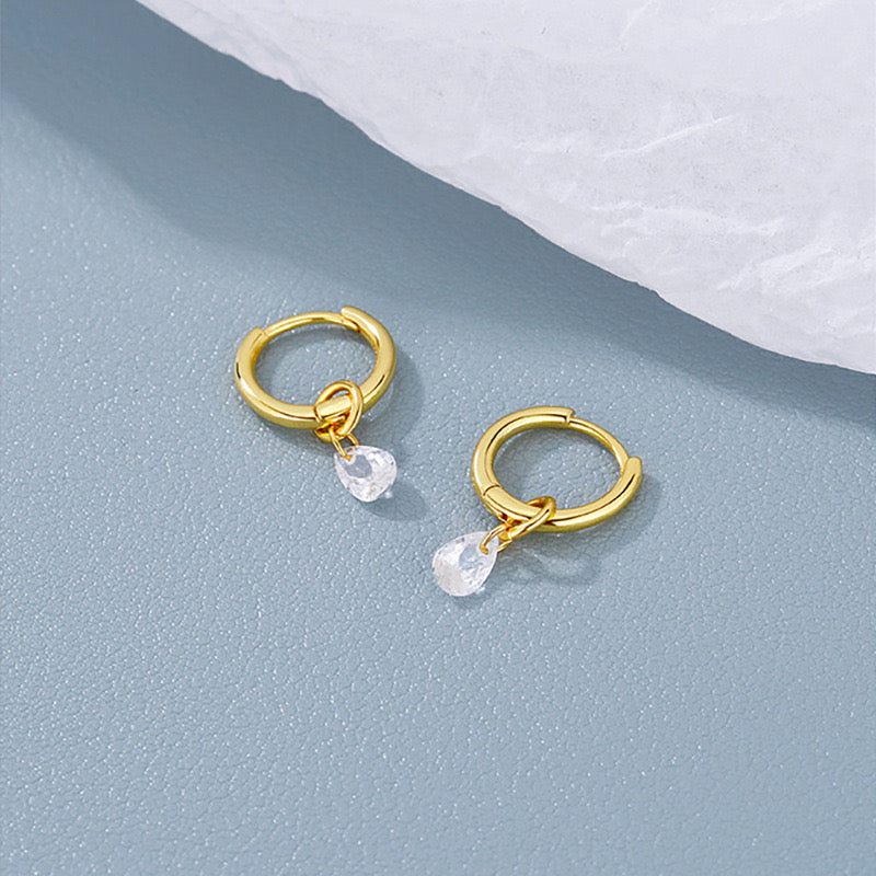 Crystal Drops Golden Hoops
