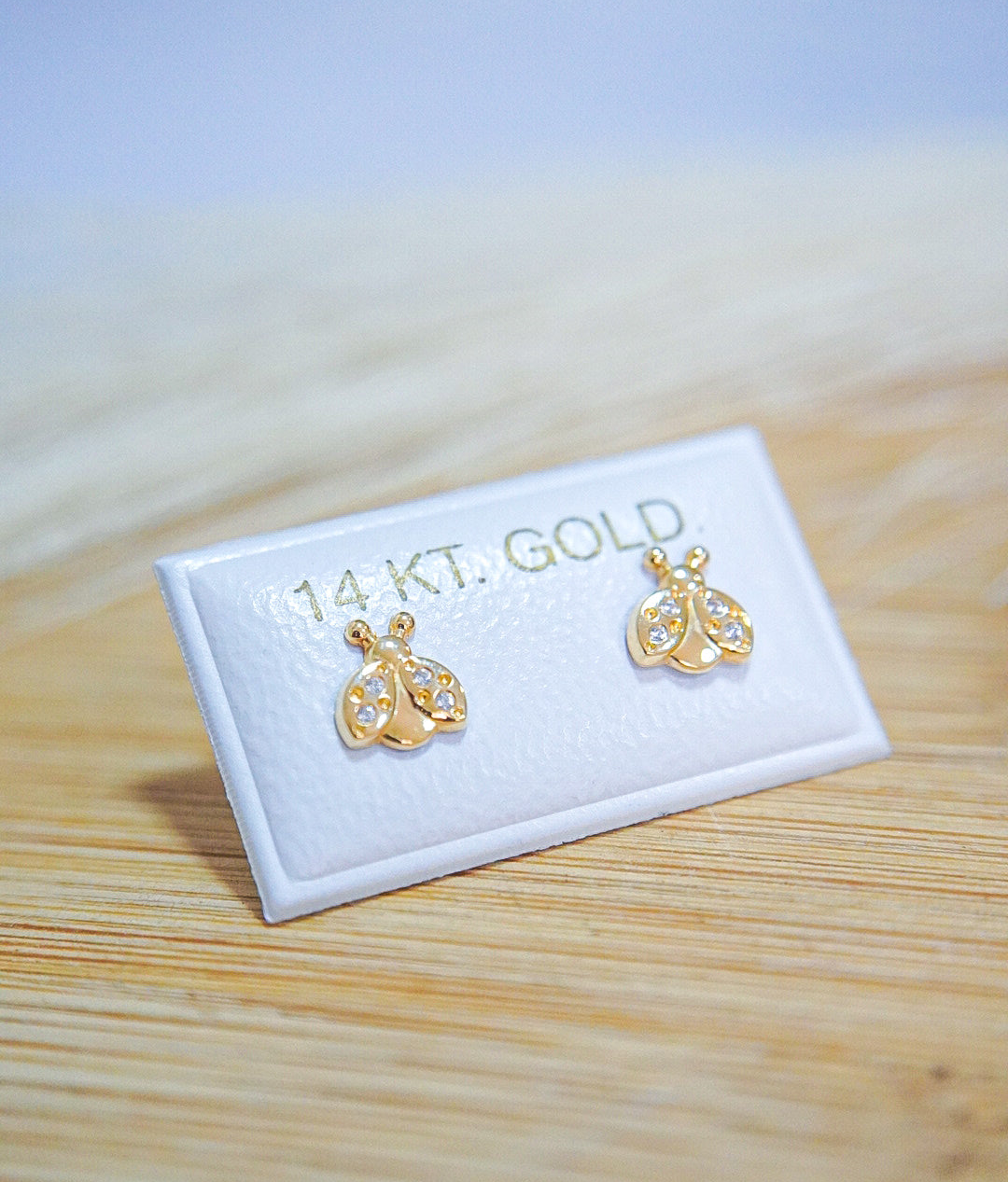 Ladybug 14k Solid Gold Earrings