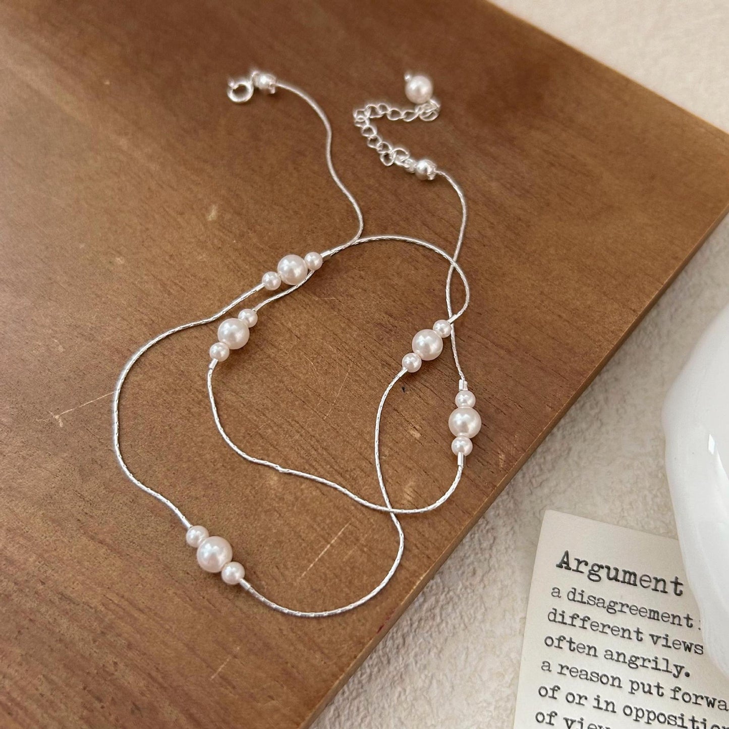 Argent Pearl Necklace