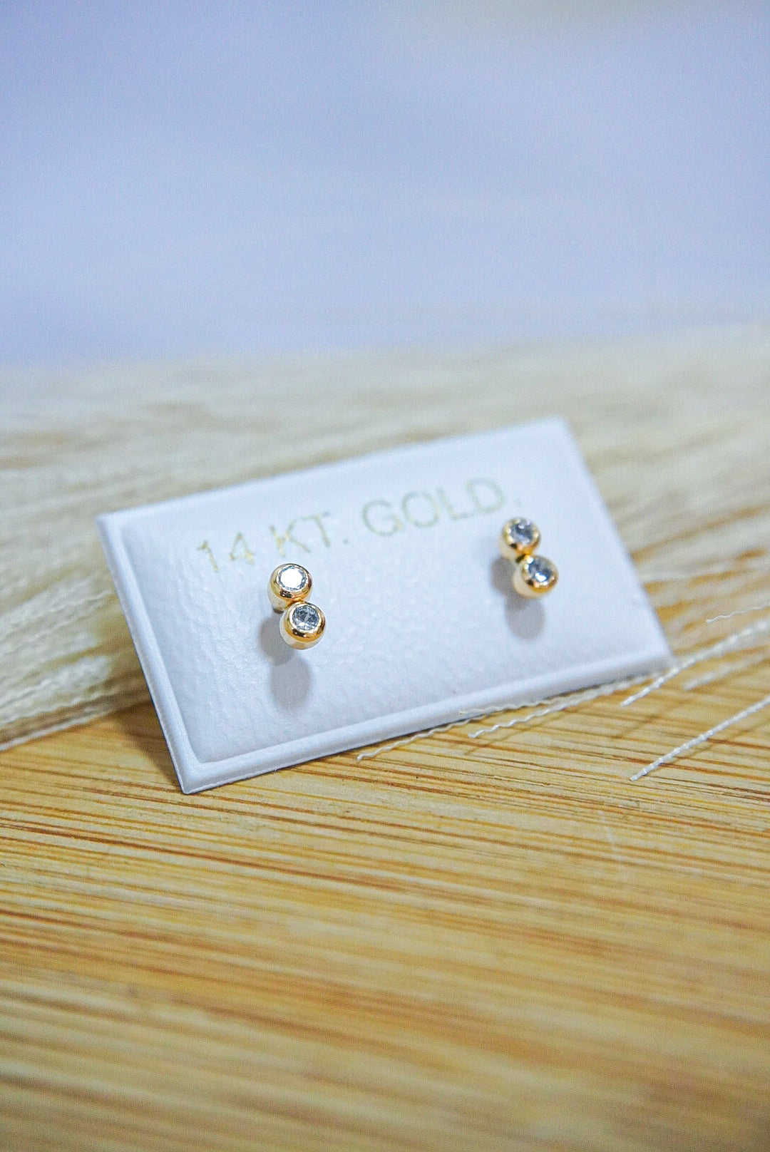 Double Shine 14k Solid Gold Earrings