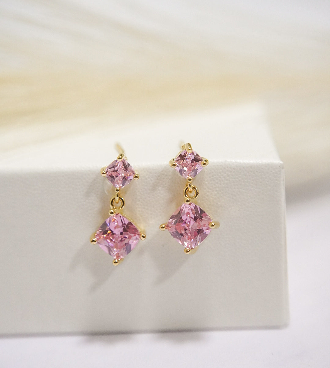 Pinky Crystal Earrings Studs