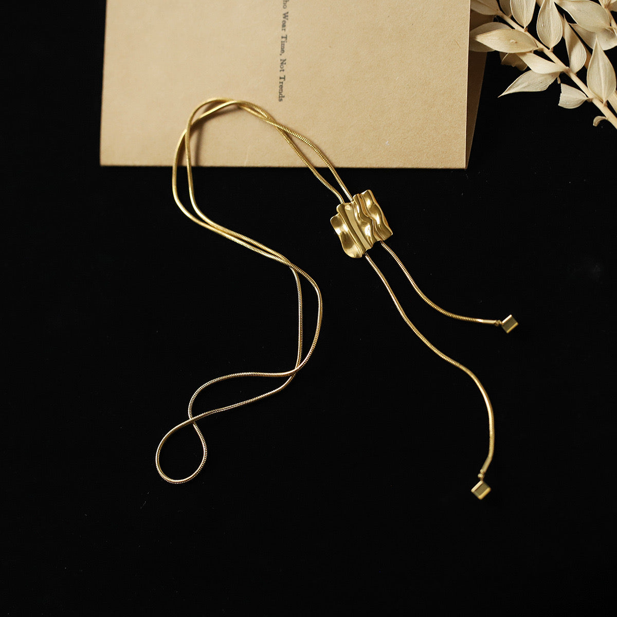 Raw Square Golden Necklace