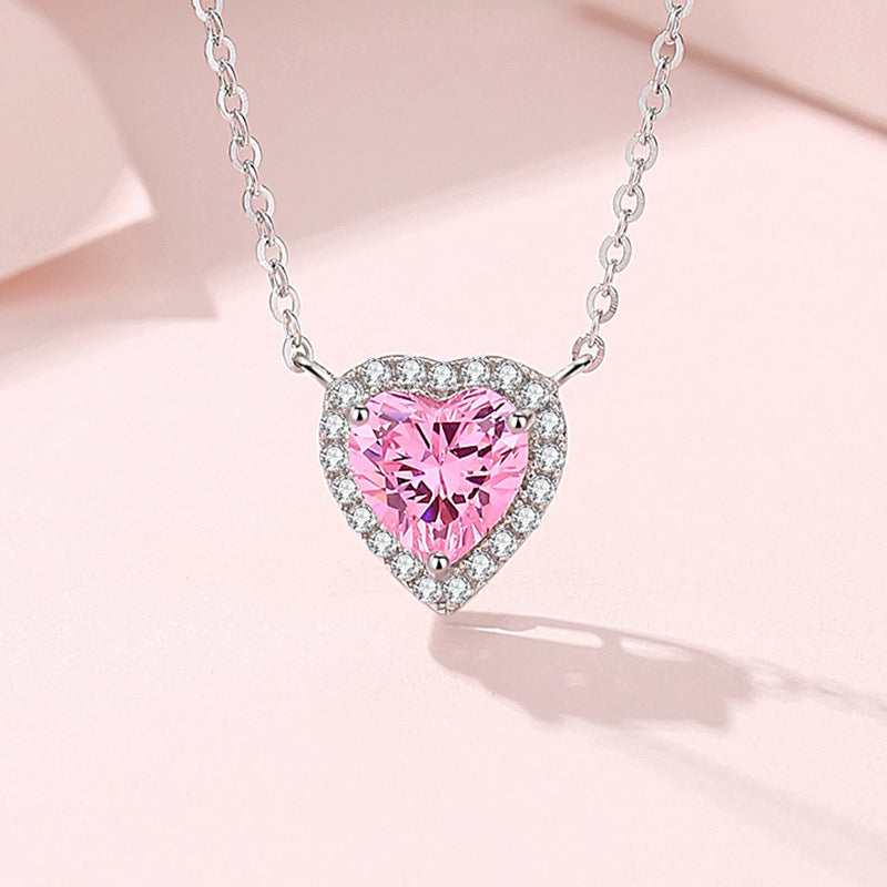 Pink Shiny Heart Necklace