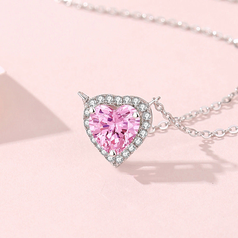 Pink Shiny Heart Necklace
