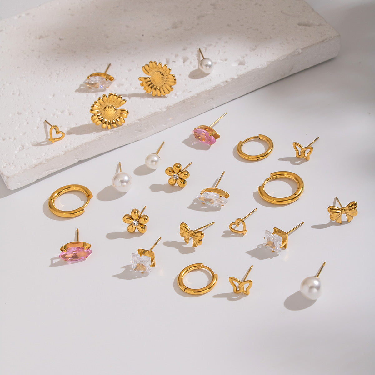 Mixed Crystal Earrings Studs