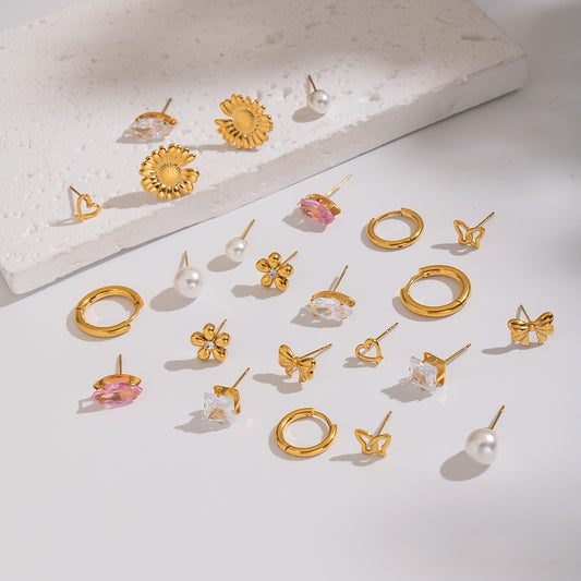 Mixed Crystal Earrings Studs