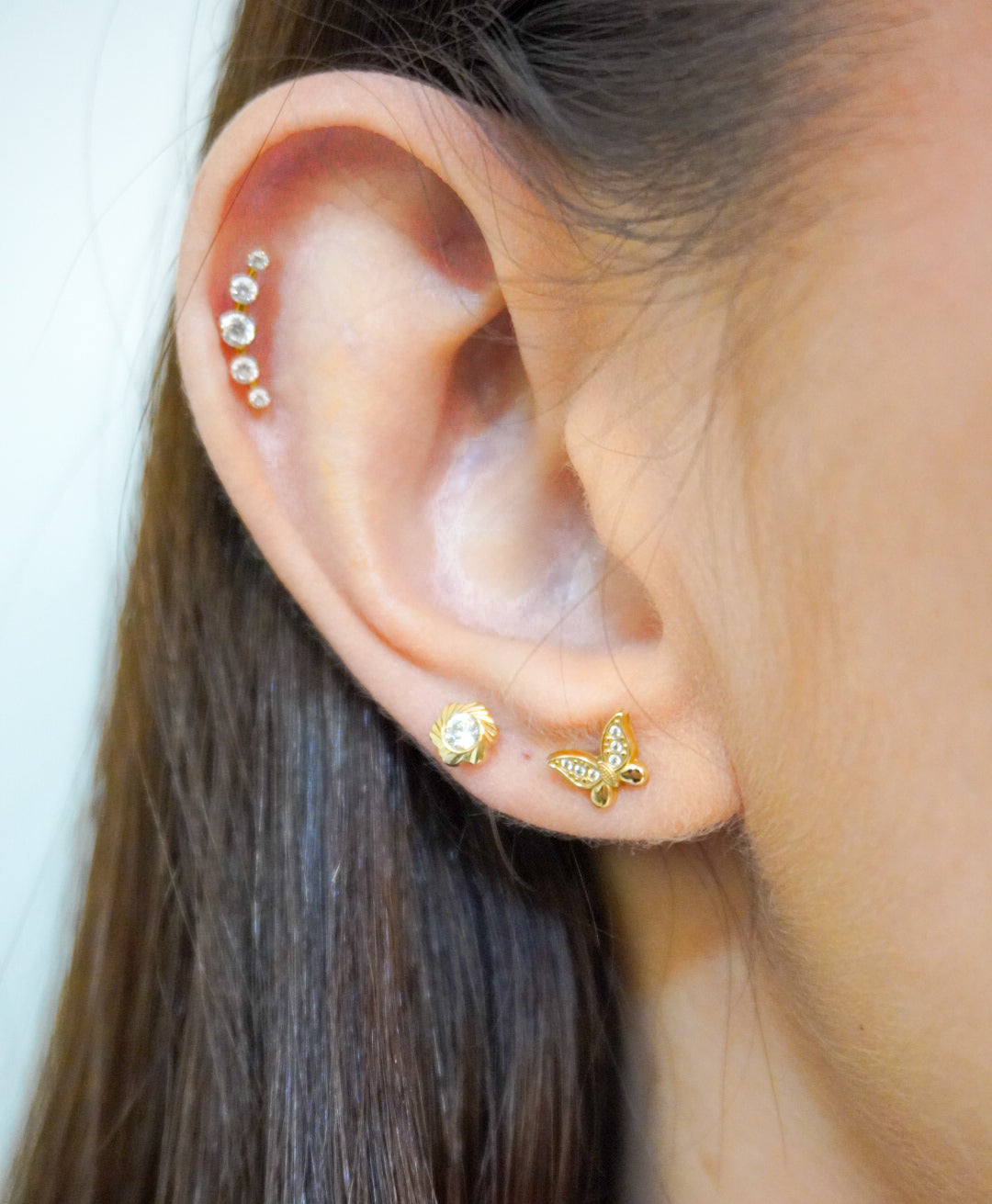 Shiny Flower 14k Solid Gold Earrings