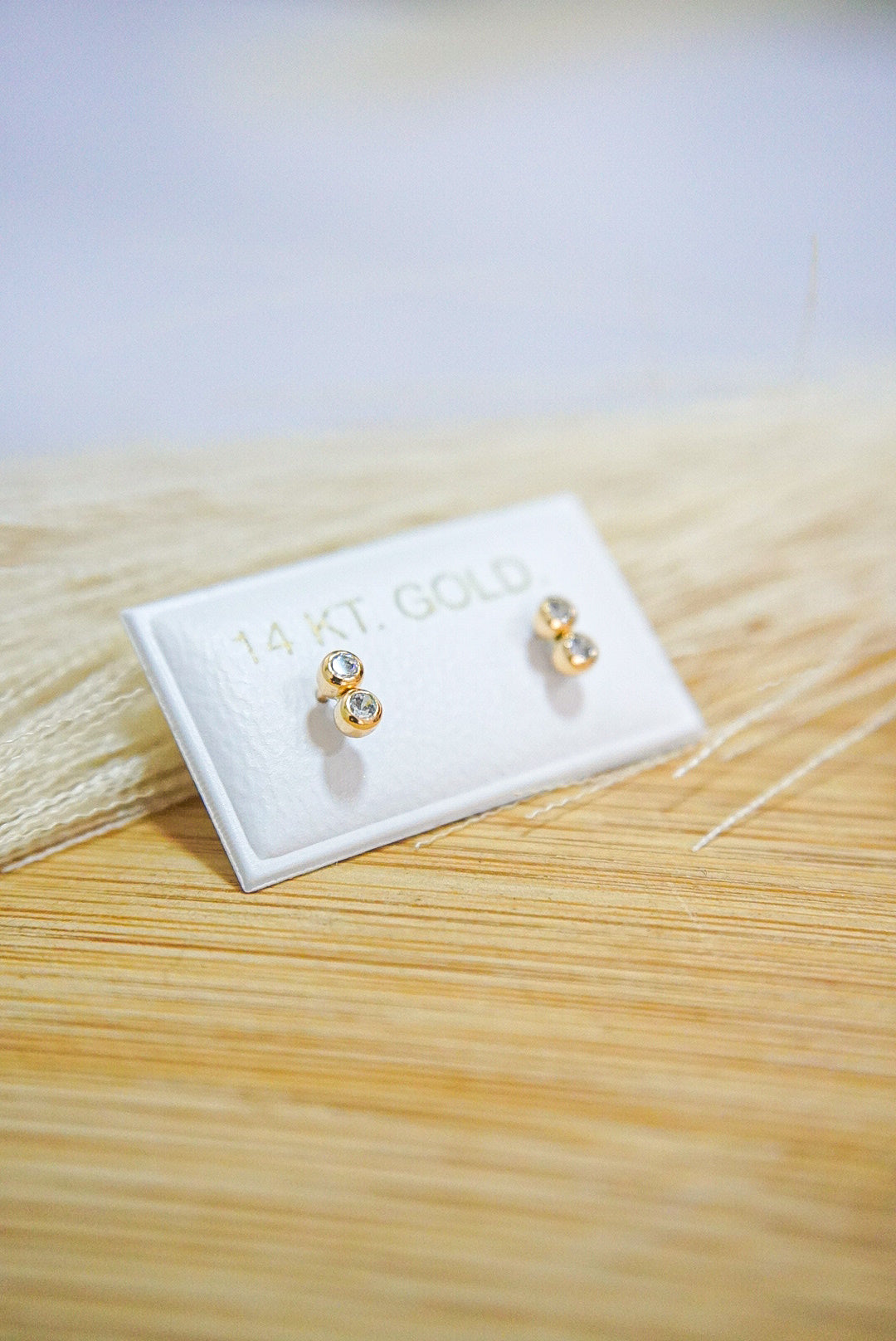 Double Shine 14k Solid Gold Earrings