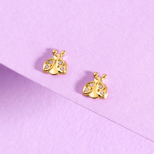 Ladybug 14k Solid Gold Earrings