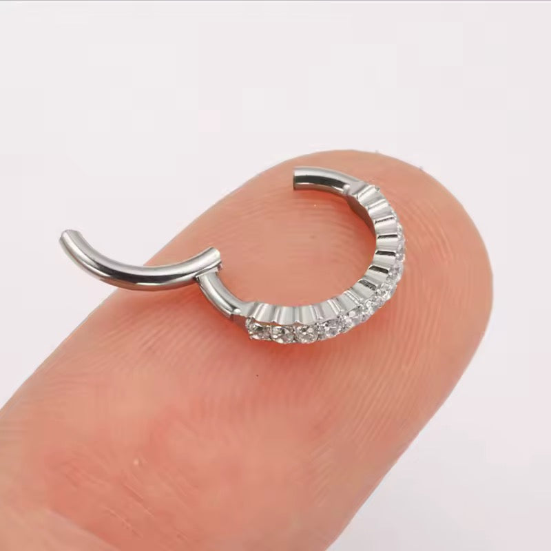 Glam Sparkle Silver Clicker Hoop