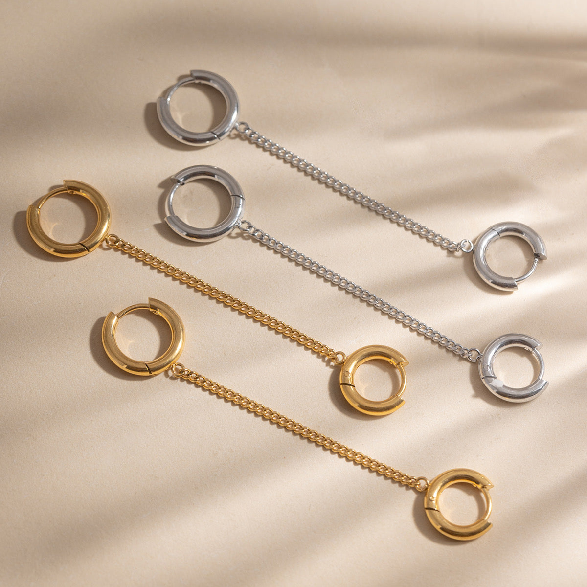 Voltage Silver Chain Hoops