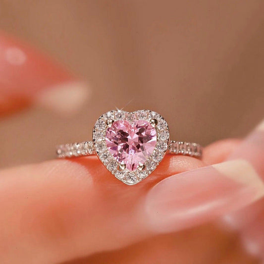 Pink Shiny Heart Ring