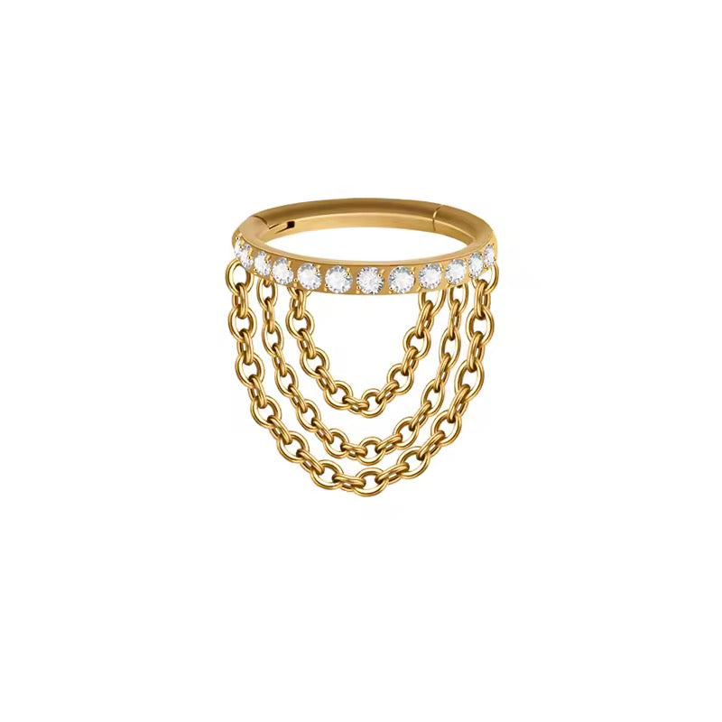 Diamond Triple Chain Clicker Hoop