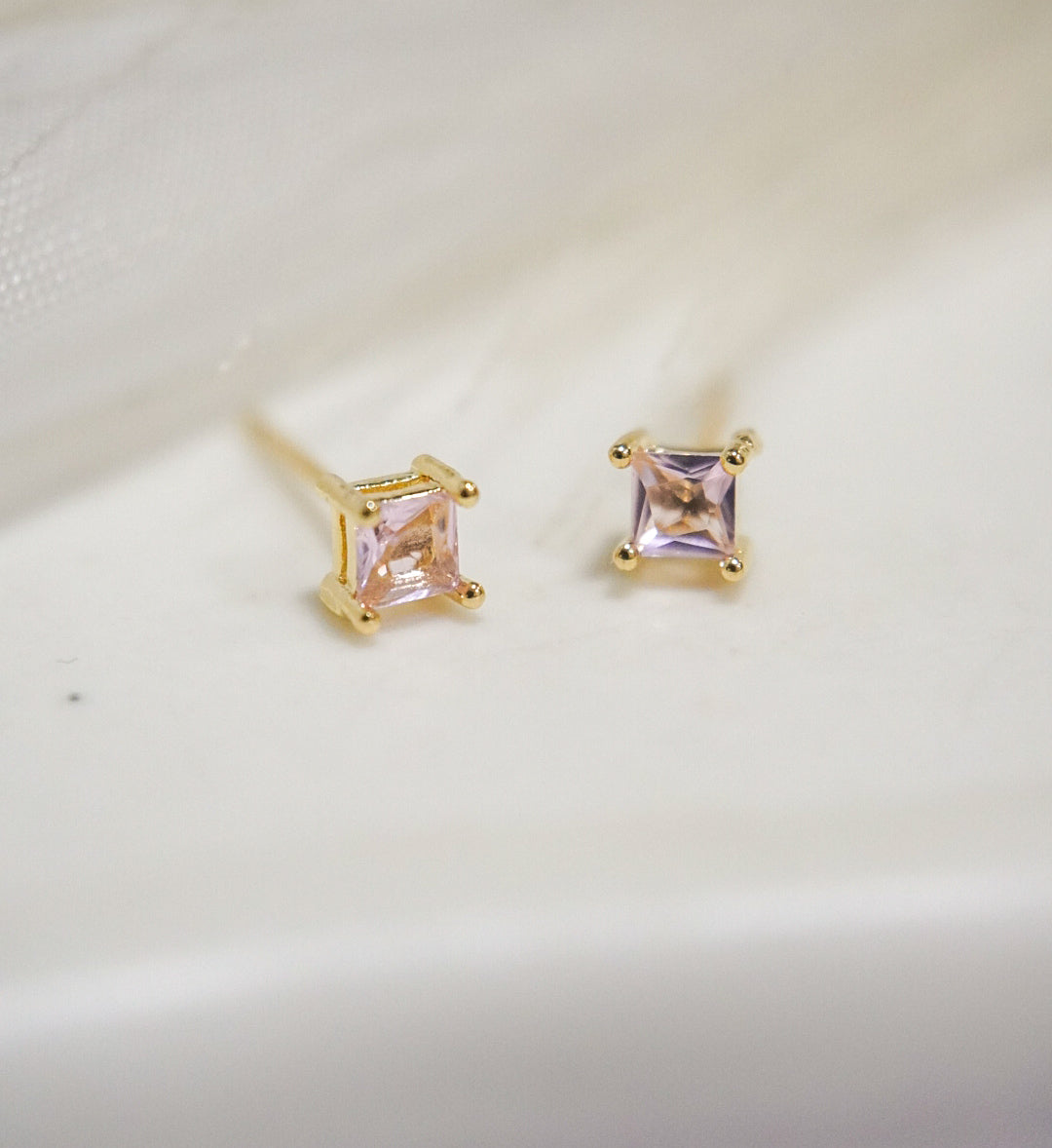 Pinky Crystal Earrings Studs