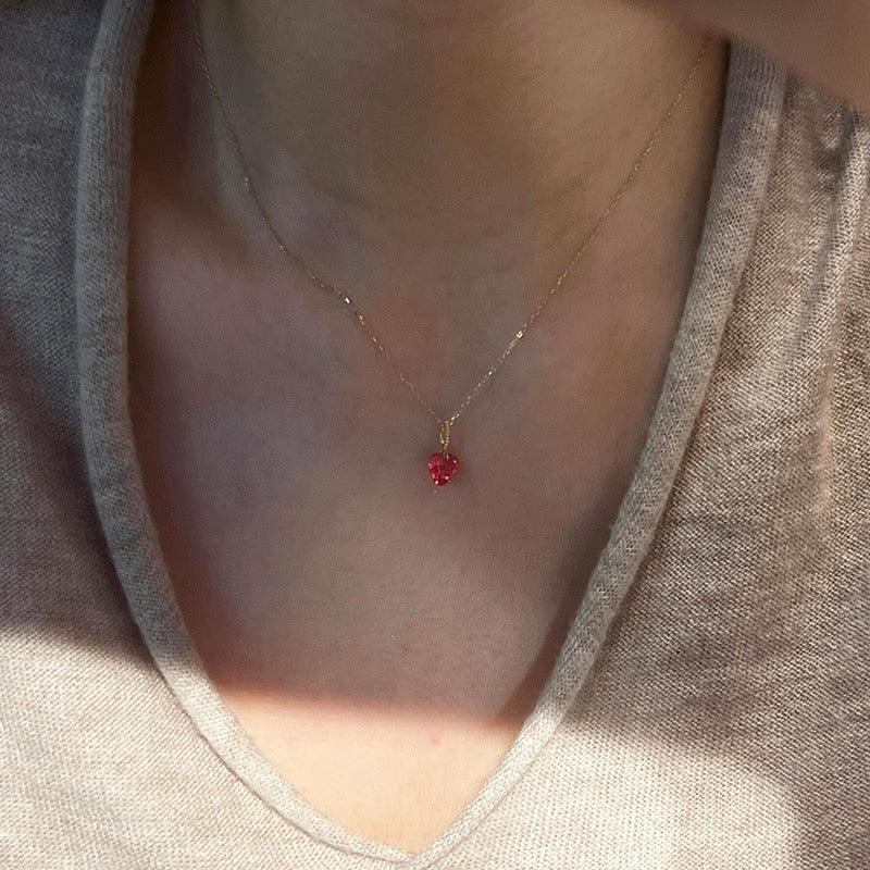 Red Heart Golden Necklace