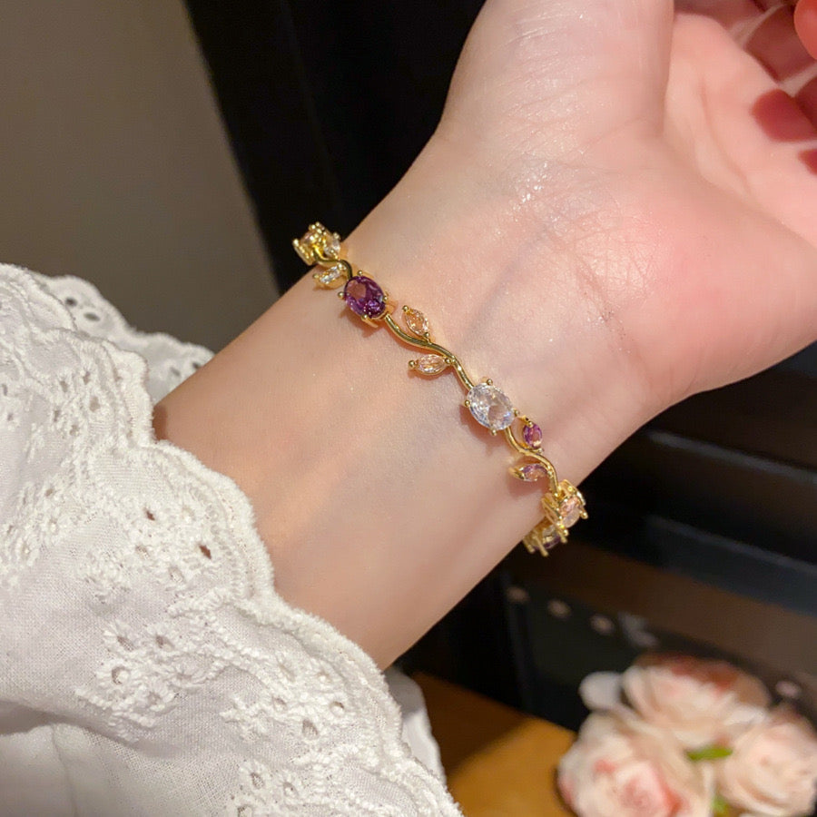 Purple & Pink Shiny Tulip Bracelet