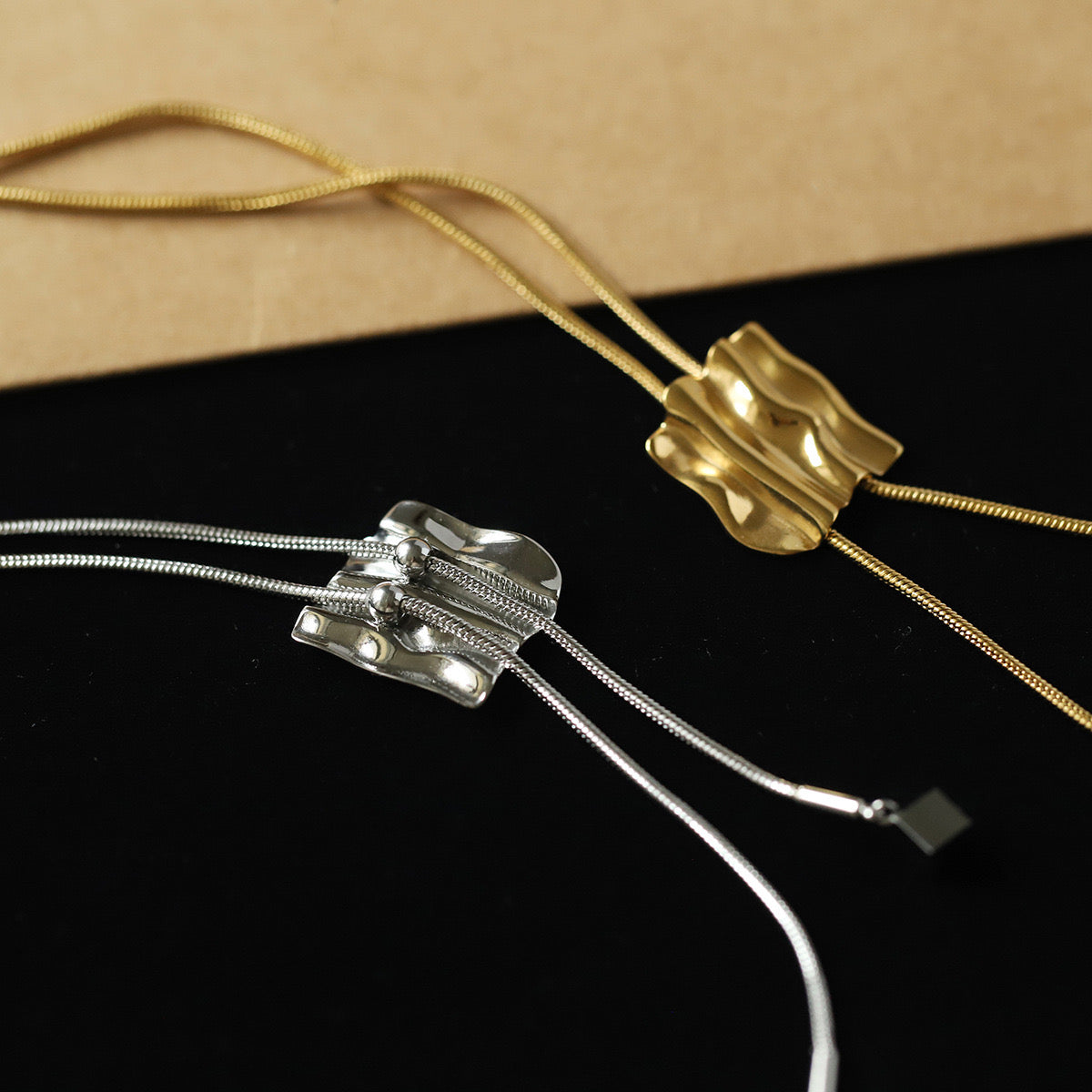 Raw Square Silver Necklace