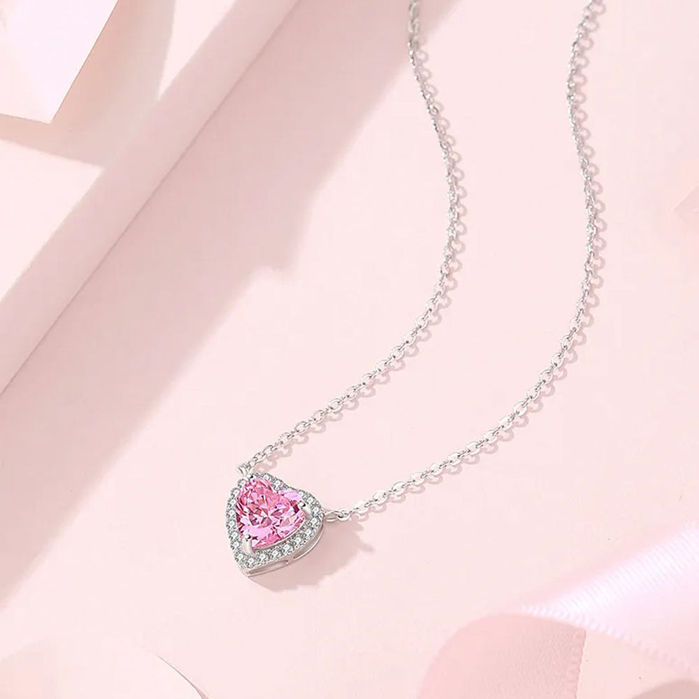 Pink Shiny Heart Necklace
