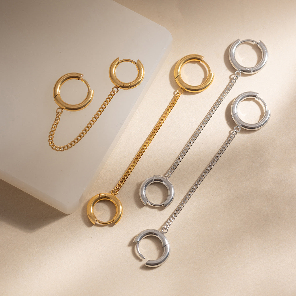 Voltage Silver Chain Hoops