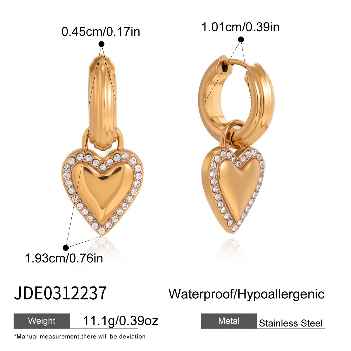 Chunky Hearts Hoops