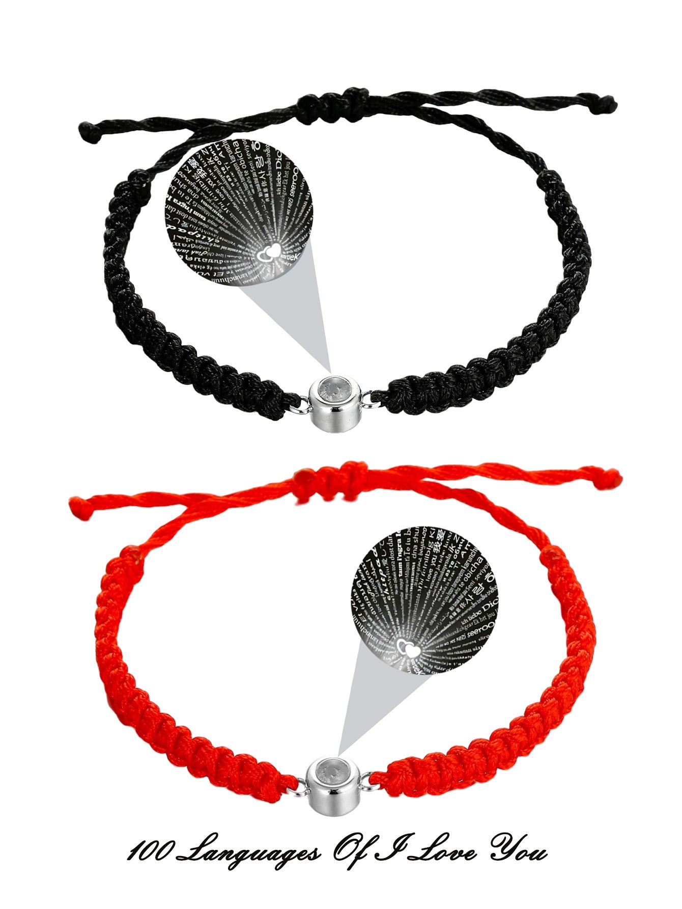 Te amo en 100 idiomas Couple Bracelets