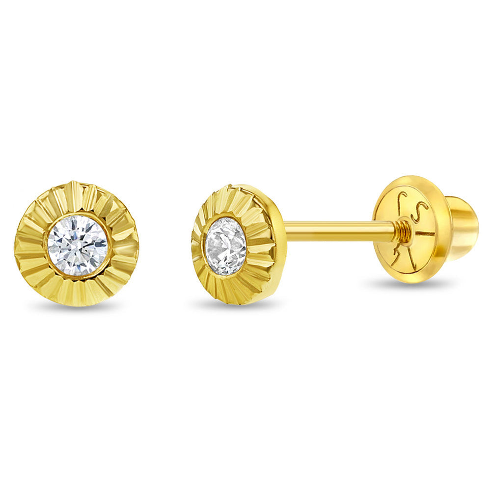 Sunflower 14k Solid Gold Earrings