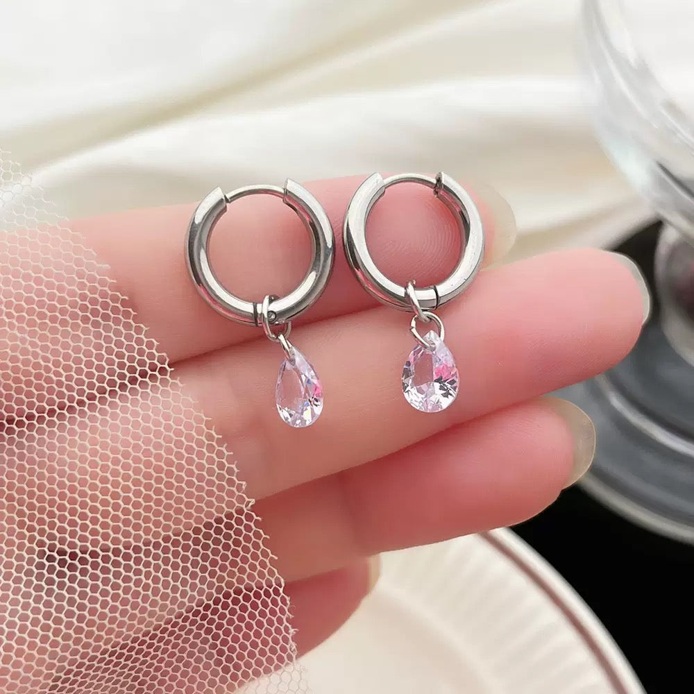Crystal Drops Golden Hoops