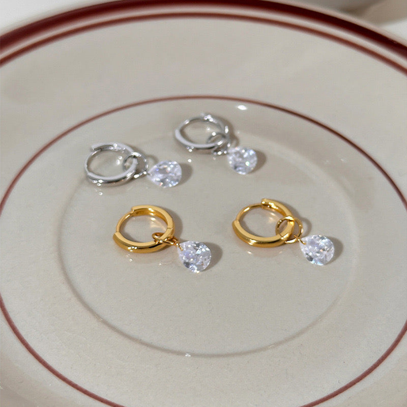 Crystal Drops Golden Hoops