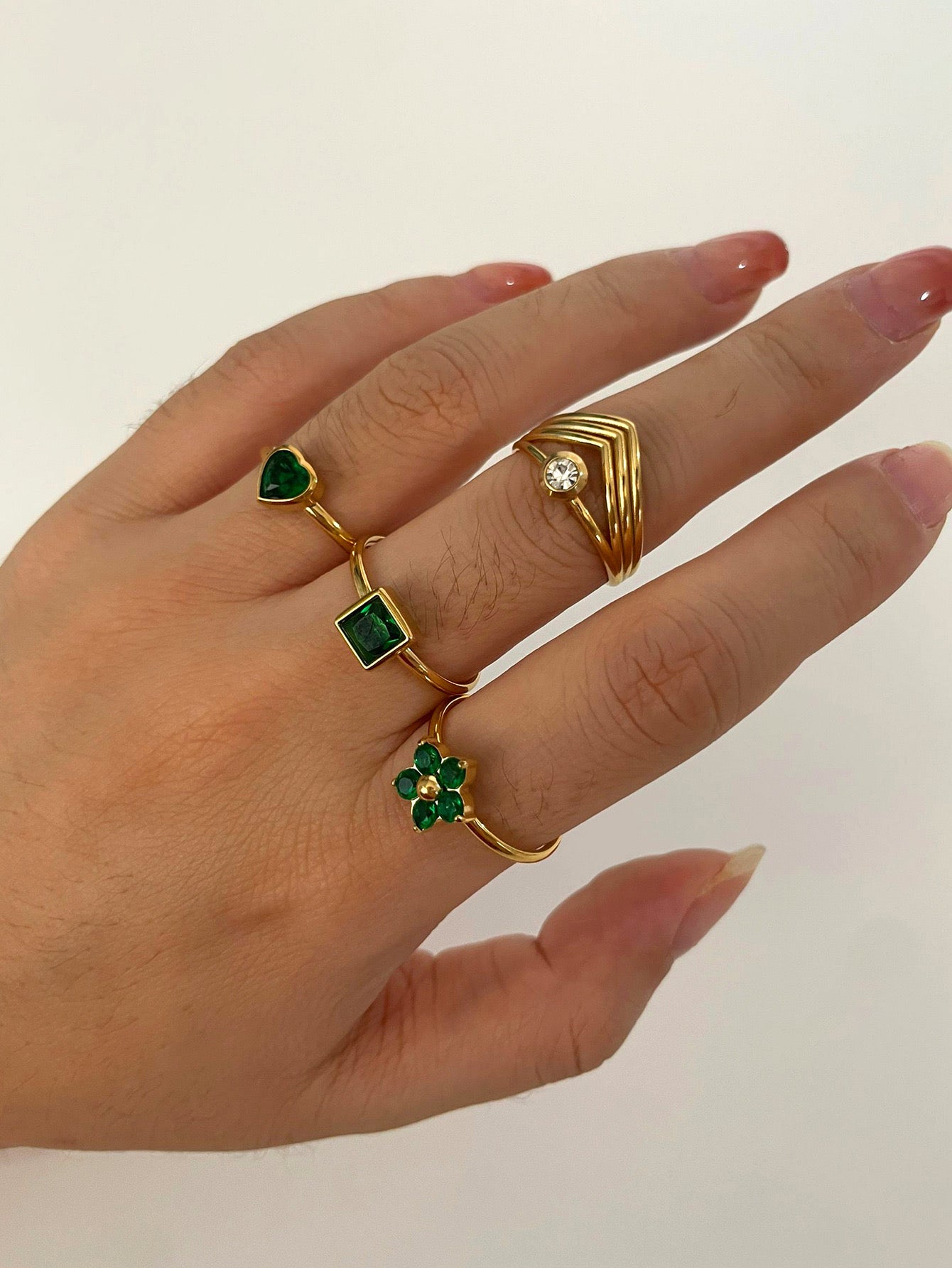 Green Crystal Rings