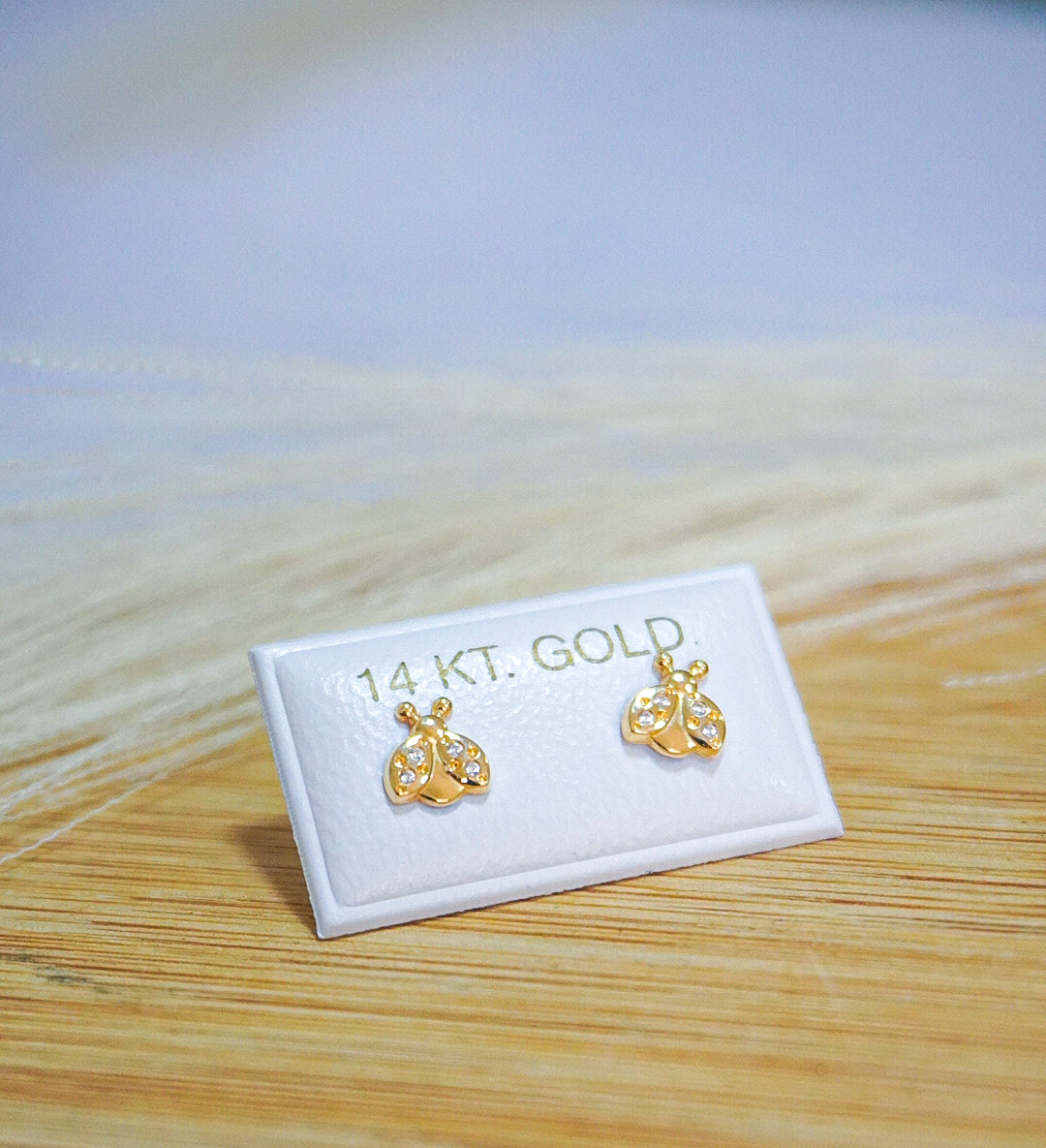 Ladybug 14k Solid Gold Earrings