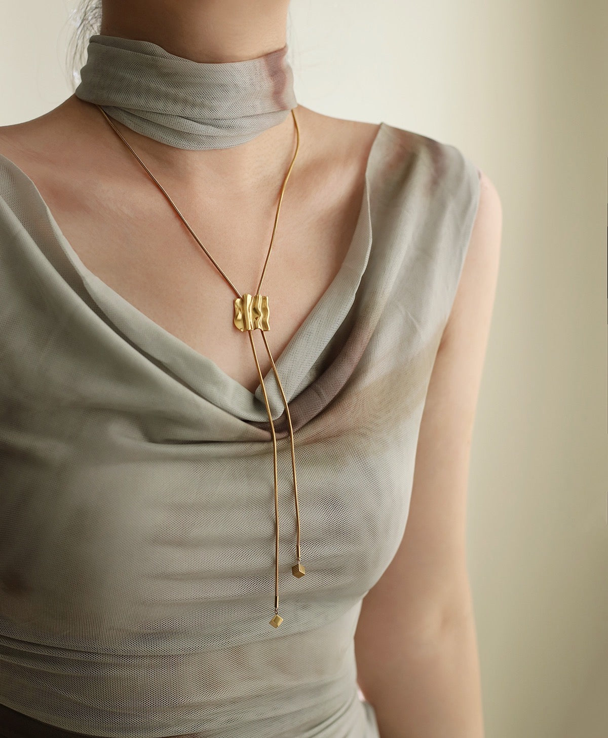 Raw Square Golden Necklace