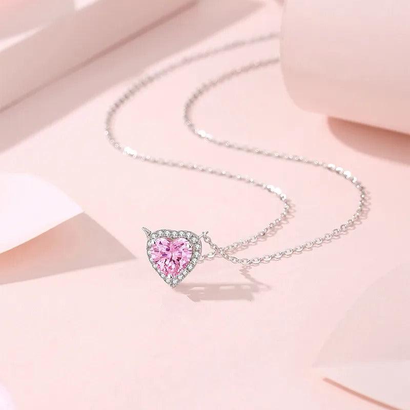 Pink Shiny Heart Necklace