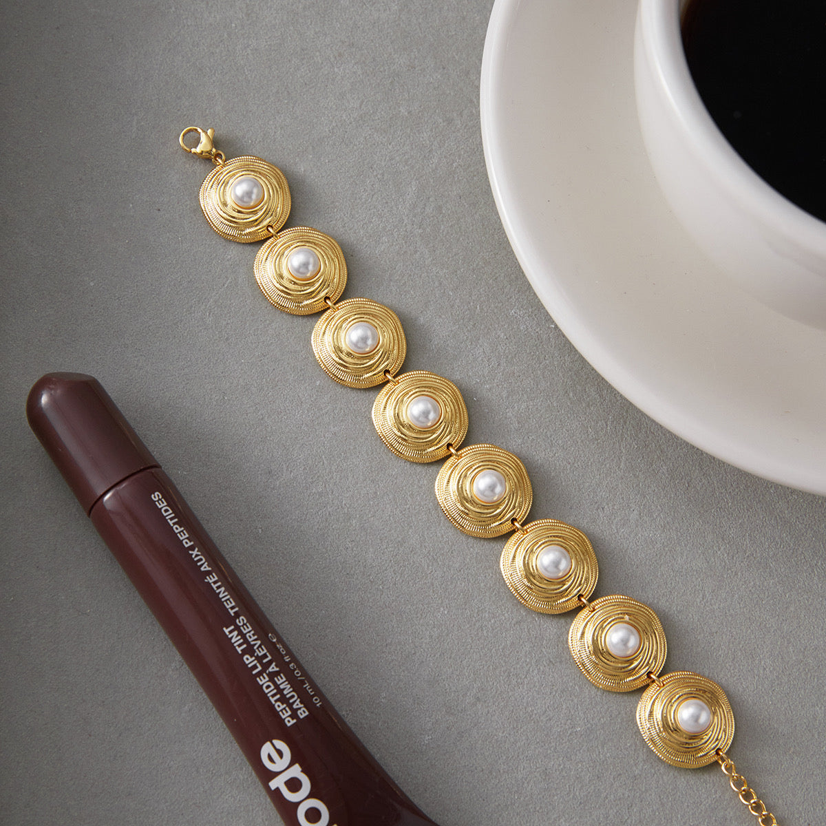Golden Halo Pearls Bracelet