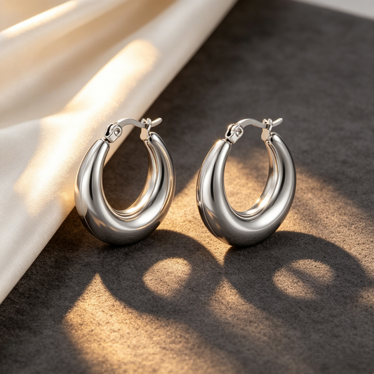 Gia Silver Hoops